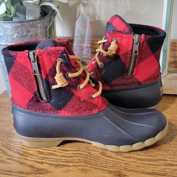 Sperry Women's Saltwater Wool Rain Boot | Winter Boot | Black Red | Size 6 - Picture 3 of 6